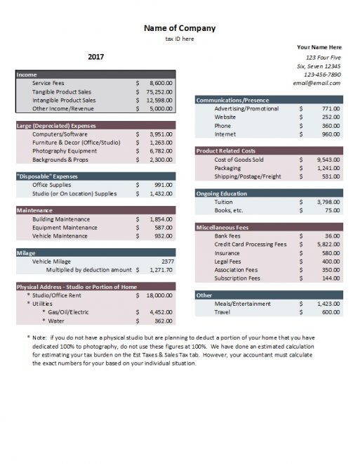 photographer tax